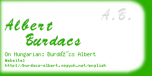 albert burdacs business card